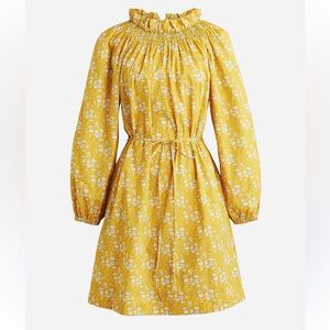 J. Crew x Liberty Ruffleneck Puff Sleeve Floral Dress Medium Yellow White